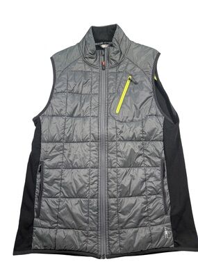Smartwool Gray Quilted Vest with Yellow Zip Chest Pocket